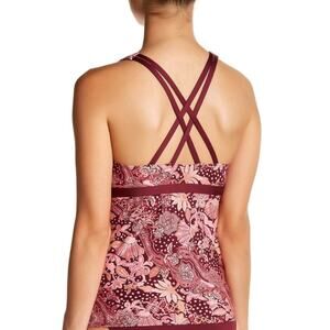 Carmen Marc Valvo Plum Pink Paisley Strappy Tankini Swimsuit Top size S